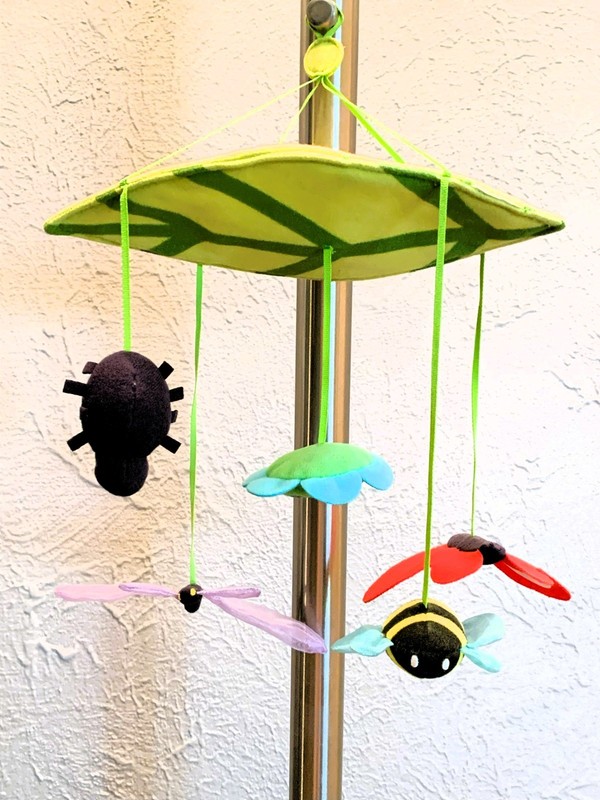 IKEA Crib Nursery mobile LEKA leaf & bugs bee dragon fly ladybug spider flower