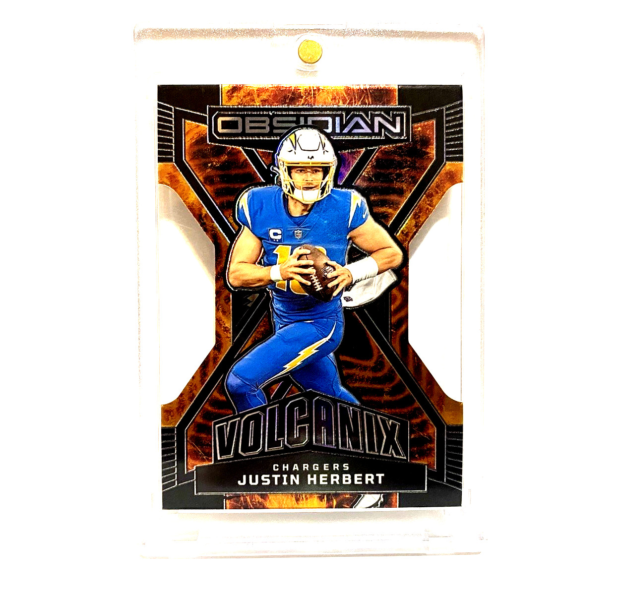 2023 Obsidian Justin Herbert Volcanix Case Hit Die-Cut SSP Los Angeles Chargers