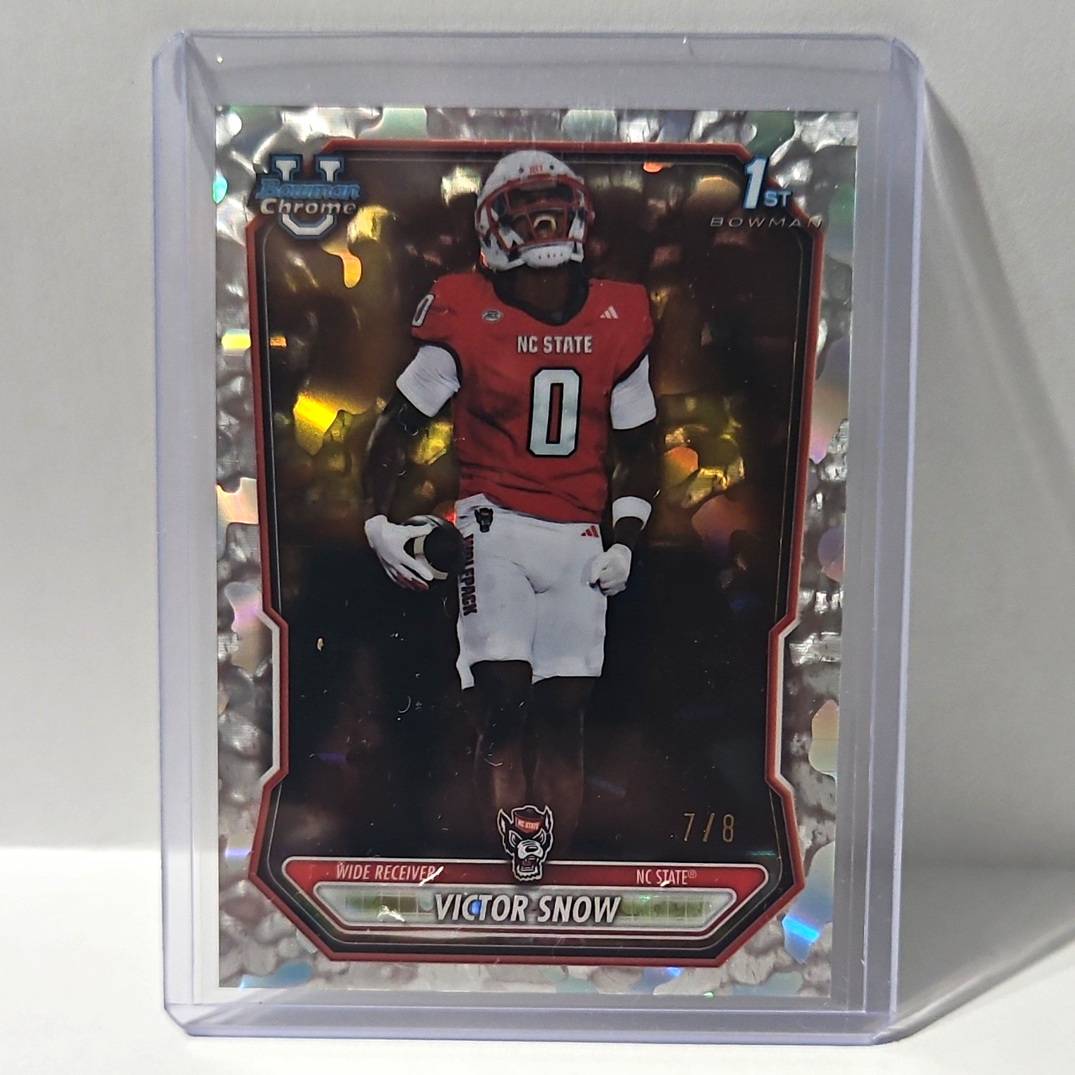 Victor Snow 2026 Bowman Football Chrome 1st FDI exclusive Refractor  7/8 NCState