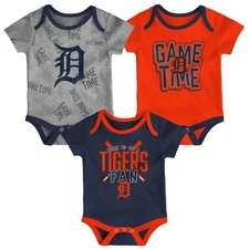 Newborn & Infant Detroit Tigers Navy/Orange/Heathered Gray Game Time Three-Piece