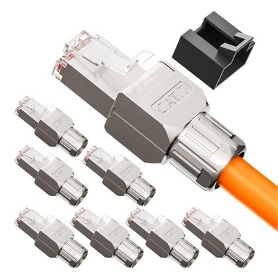Netzwerkstecker Cat7 10 Gbit/s 600 MHz RJ45 LSA-geschirmt PoE-fähig 8 Stück
