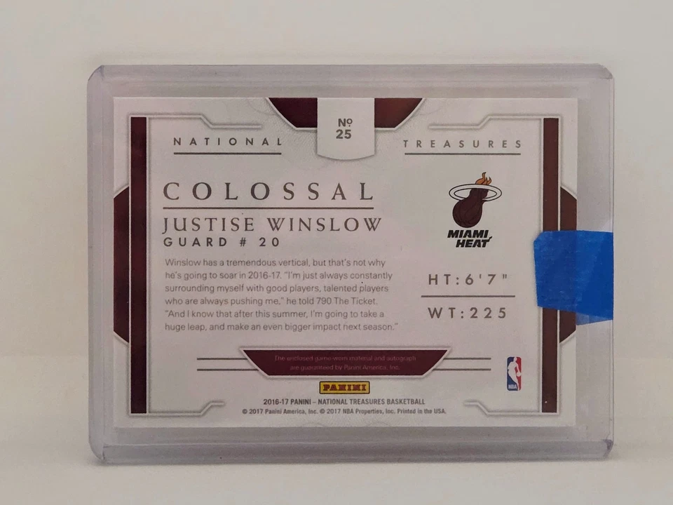 Колоссальная футболка 2016–17 Panini National Treasures /60 Justise Winslow No25 с автографом - Изображение 2 из 2
