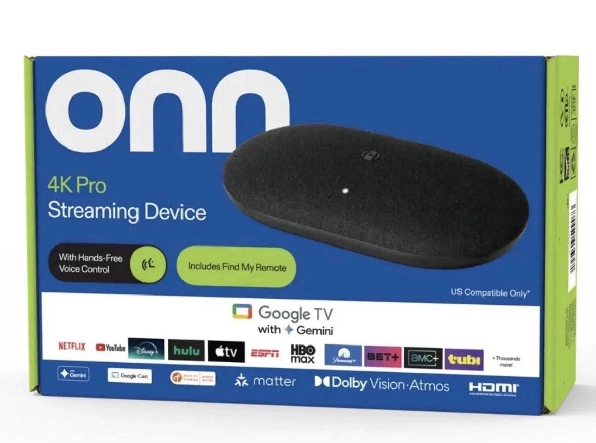 Onn 4k pro streaming device, google tv with gemini (new 2026 model) - ultra-fast