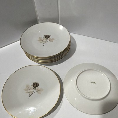 Rosenthal Germany Porcelain Bread Plates   Rose Pattern Gold Rim 6 in - Set of 6
