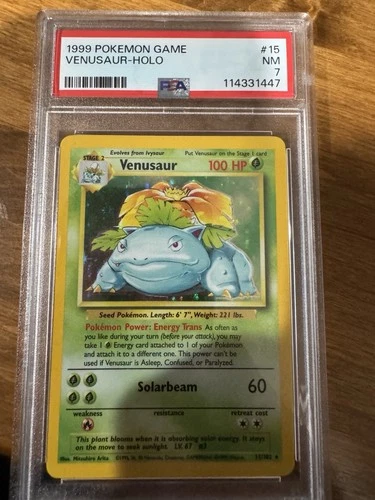Pokémon Venusaur Base Set Holo Rare 15/102 PSA 7 1999 English TCG