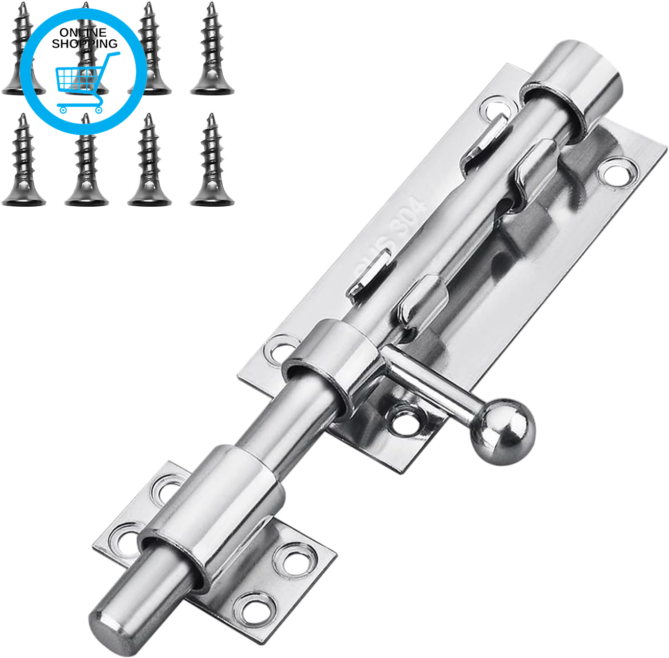 Slide Gate Latch Bolt Safety Door Lock with Padlock Hole 160MM Length, 16MM Dia