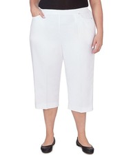 Alfred Dunner Womens Paradise Casual Capri Pants, White, Plus Size, 22W