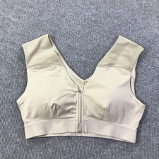 Tommie Copper Sports Bra Womens Large Beige Activewear Shoulder Support Gym Zip
