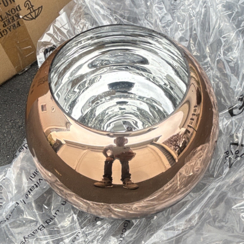 Copper Clear Glass Round Lamp Shade Unisex Home Decor Lighting Accessory R425