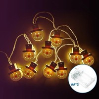 Led-Lichterkette Schneemann 3M Warmweiß Holz Dekoration Weihnachtsbeleuchtung
