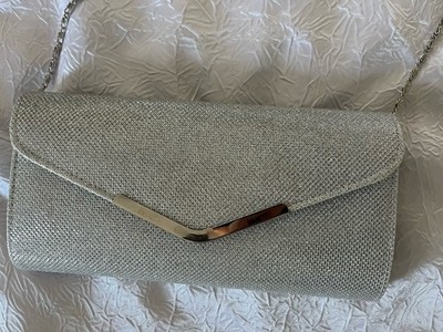Damen Handtasche Silber mit Glitzer Abendtasche Clutch Tasche Hochzeit