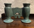 Roseville Carnelian II Blue Green 1926 Vintage Art Pottery Double Bud Vase 56-5