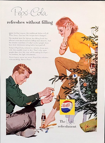 Pepsi-Cola Original 1956 Vintage Print Ad Wall Art Christmas