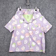 Squishmallows Pajama Set Girls Size Large 10-12 Purple AOP Short Sleeve Y2K