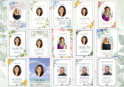Ordine di Servizio Funerale, Schede di Memoria Laminate - Tanti Disegni - Foto 3 di 7