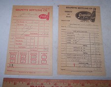 Two 1953 GRAPETTE Invoice Receipts TERRE HAUTE INDIANA