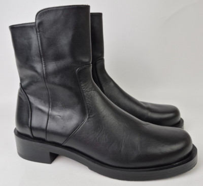 Stuart Weitzman Women's Black 5050 Bold Leather Zip Booties Size 8.5 B