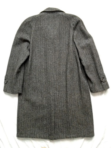 Vintage 70s Harris Tweed Mens 38S* Overcoat Handwoven Scottish Wool - Picture 3 of 11