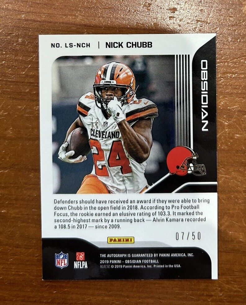 Nick Chubb 2019 Obsidian /50 Auto 🔥🔥 Cleveland Browns