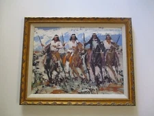 FINEST JAMES COLT ORIGINAL PAINTING SIGNED WESTERN COWBOYS DESERT INDIANS HORSES
