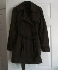 Barney Woman Small Brown Waxed Jacket Size Small Belted Button