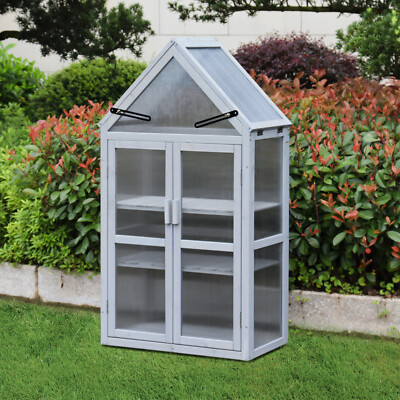 Mini Greenhouse Kit Small Garden Tiered Plant Stand w/ Adjustable Vent & Shelves