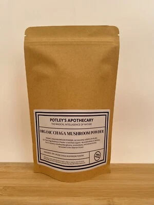 POTLEY'S APOTHECARY Organic Wild Siberian Chaga Mushroom Powder, 100% Pure, Mushroom Tea, Coffee