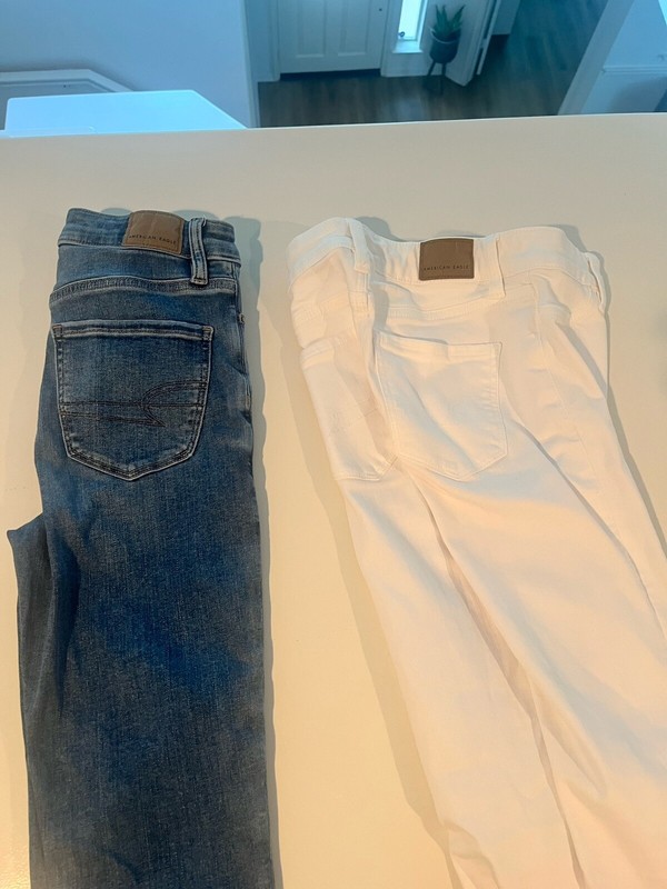 American Eagle Outfitters Womens Blue/Wht Denim Jeans Next Level Stretch Size 0