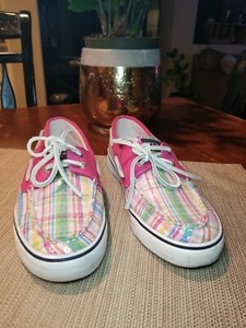 multi coloured boat shoes