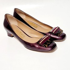 Salvatore Ferragamo Rimma Dk Purple Patent Leather Pumps Heels Sandals 7.5B US
