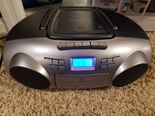 Insignia - AM/FM Radio Portable CD Boombox with Bluetooth - Silver/Black