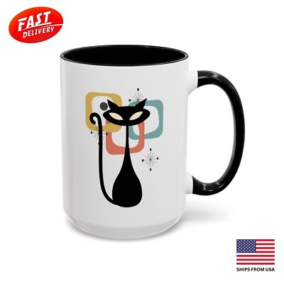 MCM Atomic Cat Vintage Inspired Space Cats Coffee Mug 11oz or 15oz Accent Cup