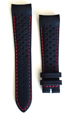 Original MIDO Multifort 22mm M025407A Black / Red Leather Watch Band Strap 