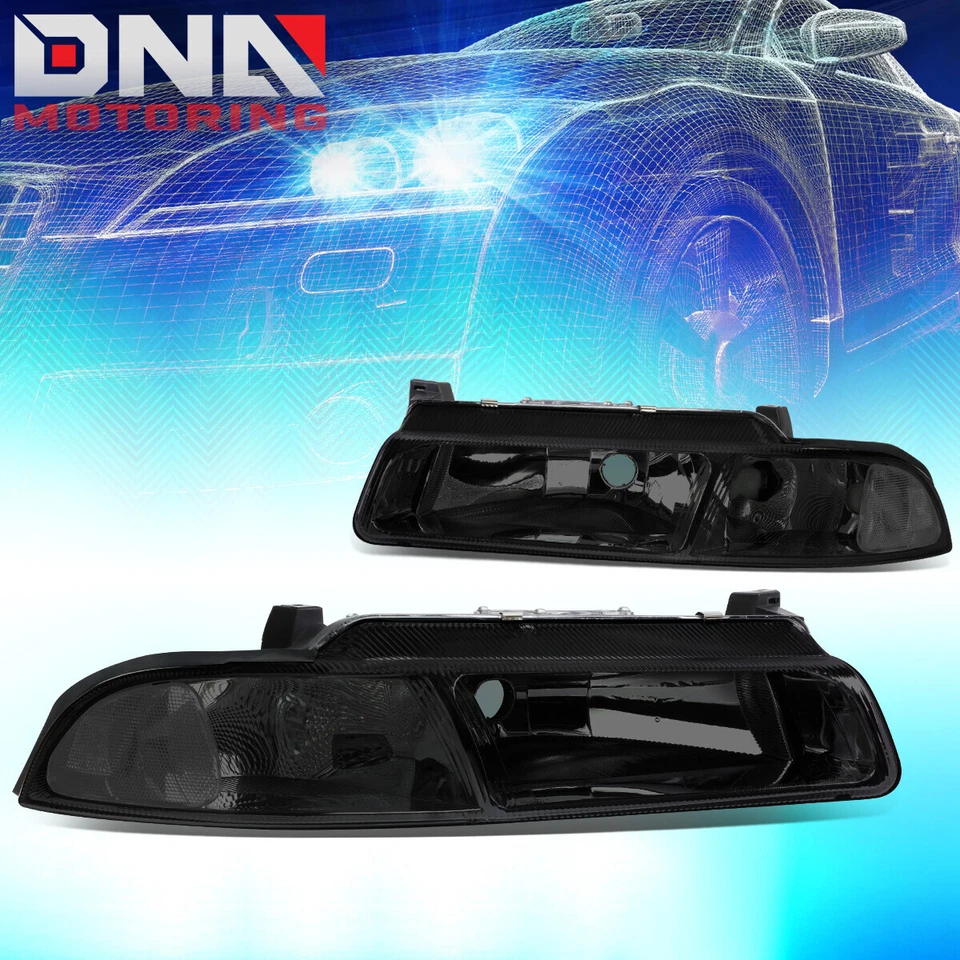 ДЛЯ 1995-2000 CHRYSLER CIRRUS ФАРЫ ФАРЫ ФАРЫ С КОМПЛЕКТОМ СВЕТОДИОДОВ ТОНКИЙ СТИЛЬ КОПЧЕНЫЙ - Изображение 2 из 4