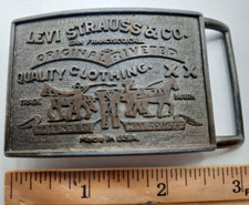 Levi Strauss and Company Clothing Brass Belt Buckle 2 5/8ths inches long