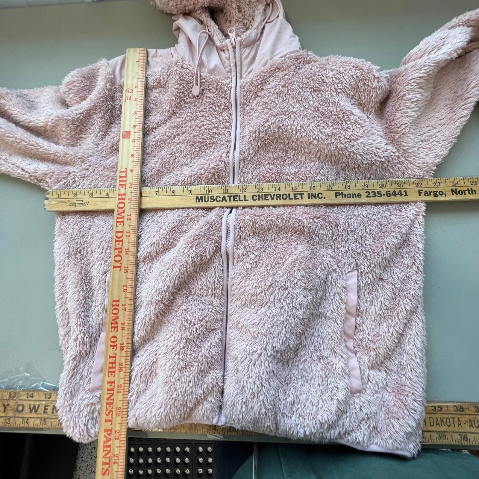 VETEMENTS Zyia Giacca con Cappuccio Taglia Small Pile Attivo Peluche Full Zip Blush Beige Teddy
