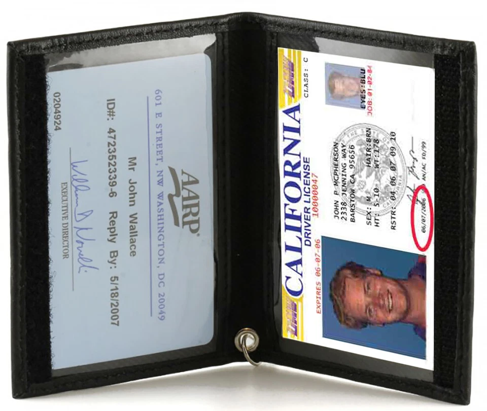 Cuero Genuino Tarjeta de Crédito 2 ID Licencia Doble Cartera Llavero Porta Nuevo Foto 2 de 4