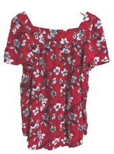 Blusa Camisa Cuello Cuadrado Manga Acampanada Floral Roja 100% Rayón Caffe Marrakech L