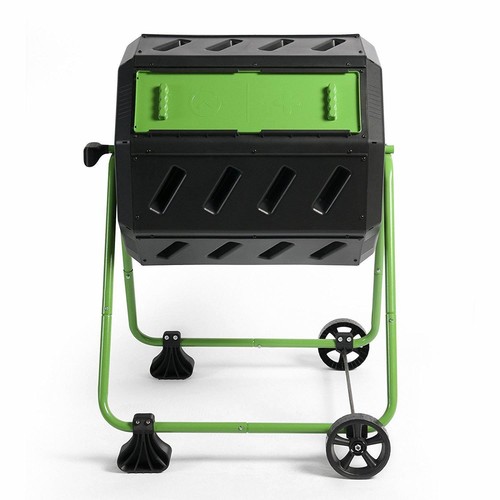 FCMP Outdoor 37 Gallon Dual Chamber Compost Tumbler Bin for Soil (For Parts)