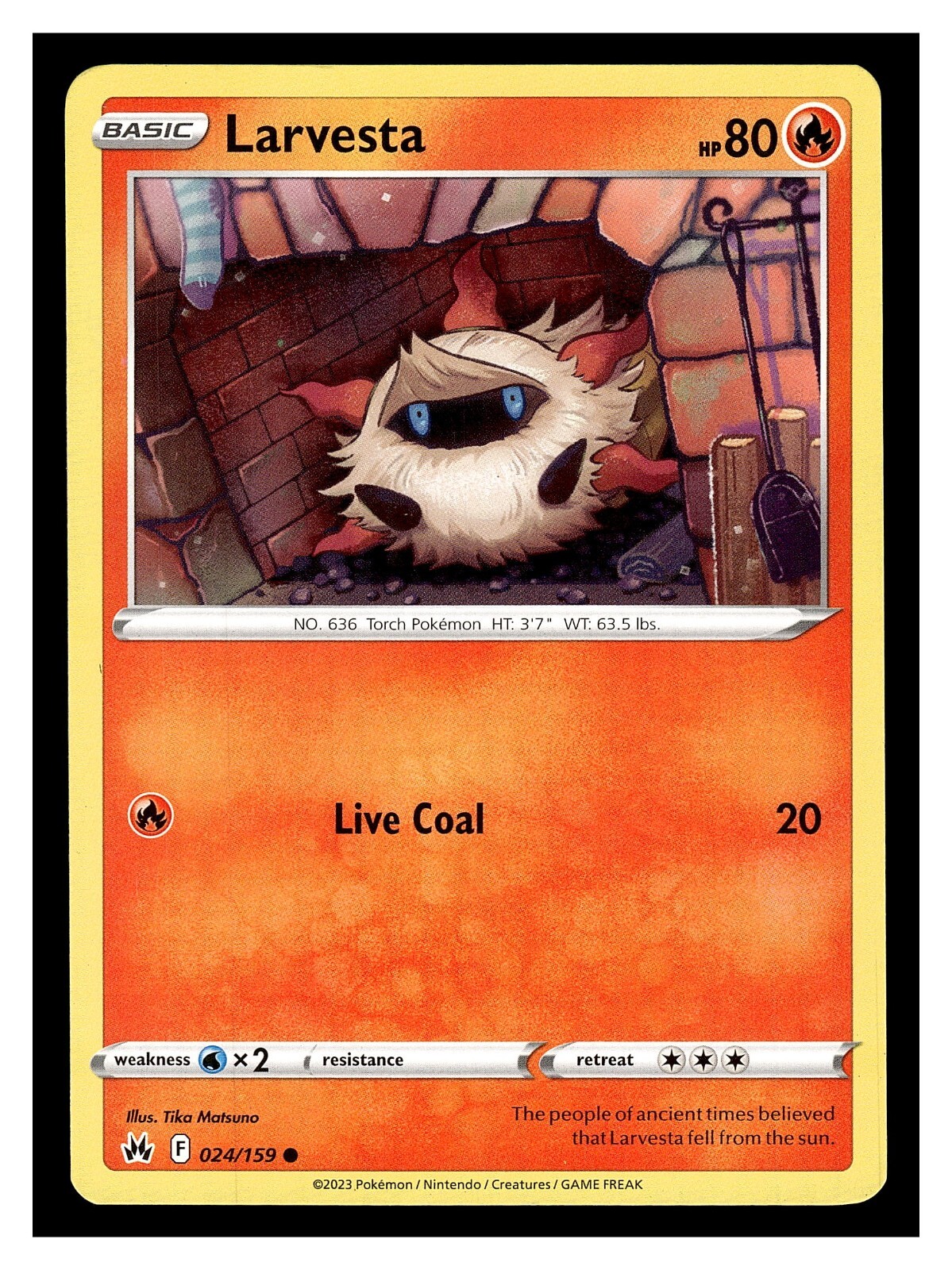 Pokemon Larvesta 024/159 Crown Zenith Common