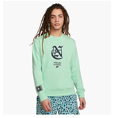 Nike NSW Ambassadors Club Beaverton Fleece Sweatshirt Mint Green SZ M FJ1642-379