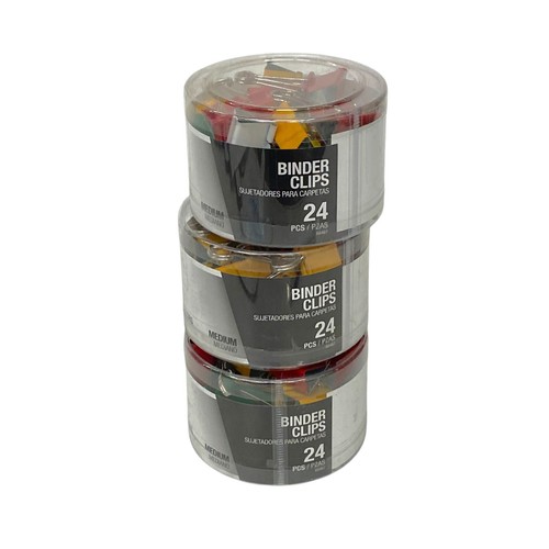 Binder Clips 274476 Medium 5/8 in Capacity, Assorted Colors, 24 Per Box, 3 Boxes - Picture 3 of 7
