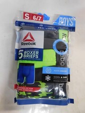 Reebok Boys Performance Boxer Briefs-Pro Series- 5-Pk-Green-S 6-7 -NEW IN PACKAG