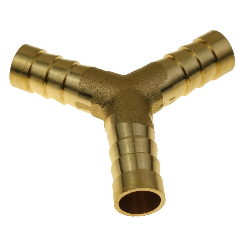 1 Piece Brass Barb Fitting 3 Way Y Barb Fitting Adapter 1/4" x 1/4" x 1