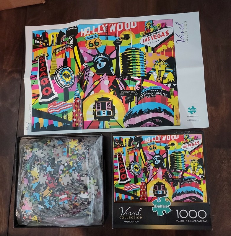 American Pop NY CA NV Jigsaw Puzzle Vivid Collection Buffalo 1000 Piece Complete