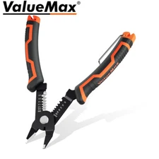 ValueMax Wire Stripper Cutter 10-22AWG 6" Wire Stripper Flush Cutter Safety Lock