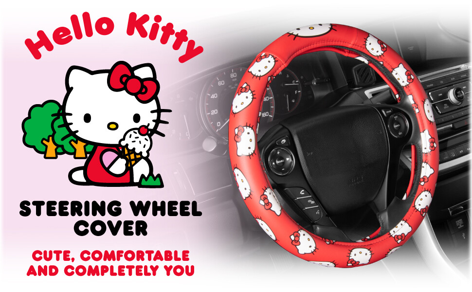 Official Sanrio Hello Kitty Original Steering Wheel Cover, Fun