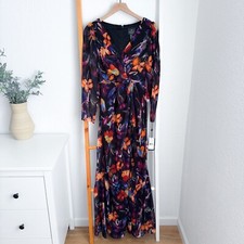 Adrianna Papell Watercolor Floral Chiffon Gown Long Maxi Dress Black 2