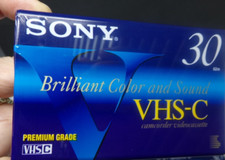 One New Sealed-Sony VHS-C TC-30VHGL Premium Grade 30 Min VHSC Camcorder Tapes