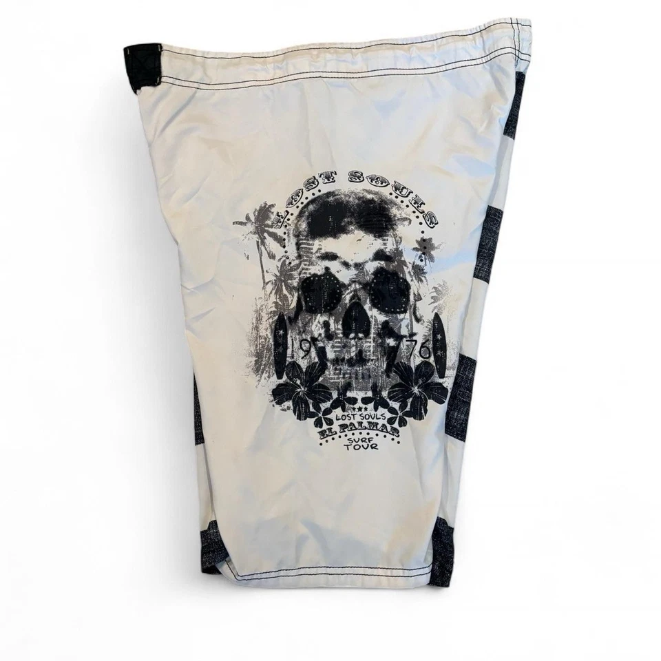 Y2K Cherokee Calavera Gráfico Board Shorts Bañador Playa Hombres XL De Colección Raro Foto 4 de 4